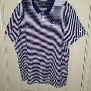 Nike TCU Horned Frogs Dri-Fit Striped Short Sleeve Polo Shirt Men's sz XXL.
